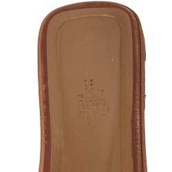 Pre Owned Hermes Tan Leather Oran Sandals Size 39.5