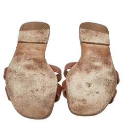 Pre Owned Hermes Tan Leather Oran Sandals Size 39.5