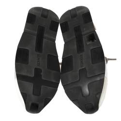 Pre Owned Hermes Silver Leather and Suede Trail Low Top Sneakers Size 38.5