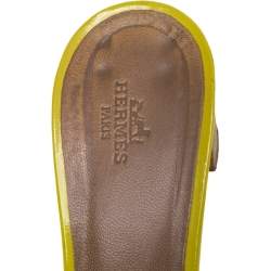 Pre Owned Hermes Yellow Leather Oasis Slide Sandals Size 40