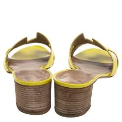 Pre Owned Hermes Yellow Leather Oasis Slide Sandals Size 40