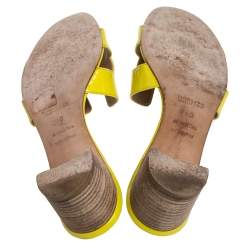 Pre Owned Hermes Yellow Leather Oasis Slide Sandals Size 40