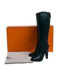 Hermes Green Leather Jumping Horse Boots Size 39