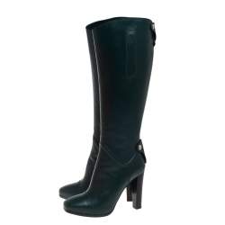 Hermes Green Leather Jumping Horse Boots Size 39