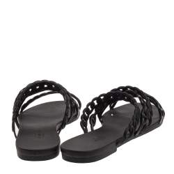 Hermes Black Rubber D'ancre Chaine Rivage Flats Size 40