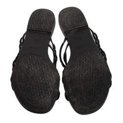 Hermes Black Rubber D'ancre Chaine Rivage Flats Size 40