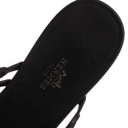 Hermes Black Rubber D'ancre Chaine Rivage Flats Size 40