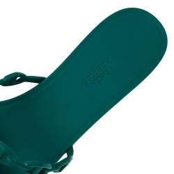 مملوكة مسبقًا Hermes Green Rubber Chaine D'Ancre Rivage Slide Sandals Size 41