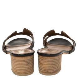 Pre Owned Hermes Black Leather Oran Sandals Size 39