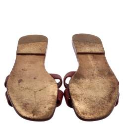 Pre Owned Hermes Burgundy Leather Oran Flats Size 40