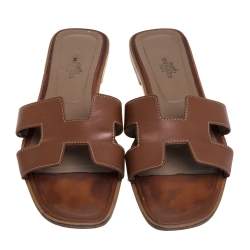 مملوكة مسبقًا صندل هيرمس أوران جلد بني مقاس 40