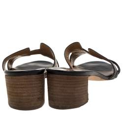 Pre Owned Hermes Black Leather Oasis Sandals Size 40.5
