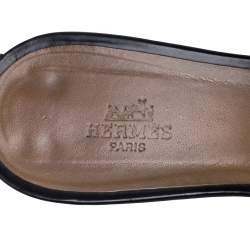 Pre Owned Hermes Black Leather Oasis Sandals Size 40.5