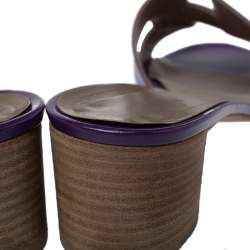 Pre Owned Hermes Purple Leather Oasis Sandals Size 40