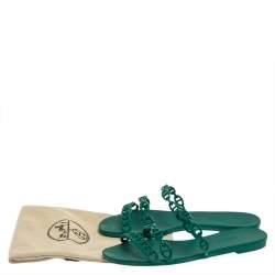 Hermes Green Rubber D'ancre Chaine Sandals Size 39