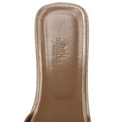 Hermes Metallic Gold Leather Oran Flat Sandals Size 40
