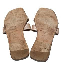 Hermes Metallic Gold Leather Oran Flat Sandals Size 40