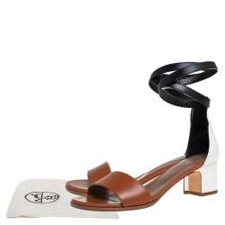 Pre Owned Hermes Tricolor Leather Manege Ankle Wrap Sandals Size 36