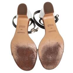 Pre Owned Hermes Tricolor Leather Manege Ankle Wrap Sandals Size 36