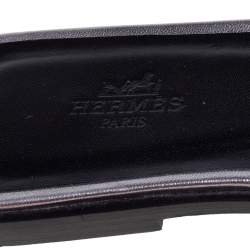 Pre Owned Hermes Silver Leather Oran Sandals Size 37