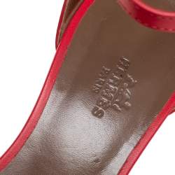 Hermes Red Leather Legend Wedge Sandals Size 37