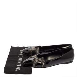 مملوكة مسبقًا Hermes Black Patent Leather Studded Nice Ballet Flats Size 39
