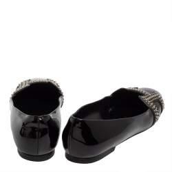 مملوكة مسبقًا Hermes Black Patent Leather Studded Nice Ballet Flats Size 39