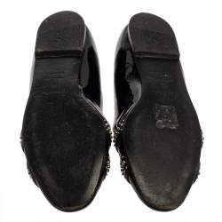 مملوكة مسبقًا Hermes Black Patent Leather Studded Nice Ballet Flats Size 39