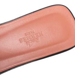 Pre Owned Hermès Beige Leather Oran Flat Slides Size 37.5