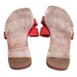 Hermès Red Leather Oran Slide Sandals Size 39
