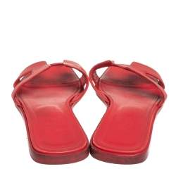 Hermès Red Leather Oran Slide Sandals Size 39