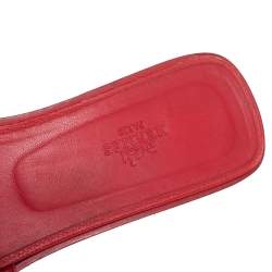 Hermès Red Leather Oran Slide Sandals Size 39