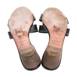 Pre Owned Hermès Black Leather Oasis Slides Sandals Size 39