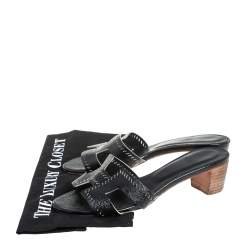 Pre Owned Hermès Black Leather Oasis Slides Sandals Size 39