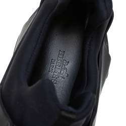 Hermes Black/Blue Leather And Nylon Low Top Sneakers Size 40