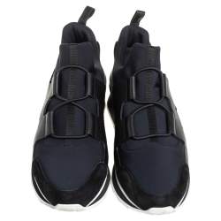 Hermes Black/Blue Leather And Nylon Low Top Sneakers Size 40