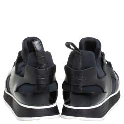 Hermes Black/Blue Leather And Nylon Low Top Sneakers Size 40