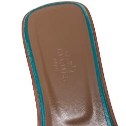 Pre Owned Hermes Blue Leather Oran Flat Sandals Size 37