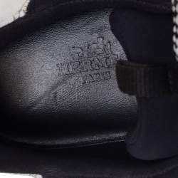 Pre Owned Hermes Monochrome Leather And Fabric Miles Low Top Sneakers Size 36.5