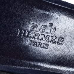 Pre Owned Hermes Navy Blue Suede Premiere Ankle Strap Sandals Size 39.5