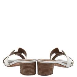 Pre Owned Hermés White Leather Oasis Slide Sandals Size 36