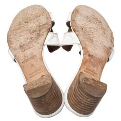Pre Owned Hermés White Leather Oasis Slide Sandals Size 36