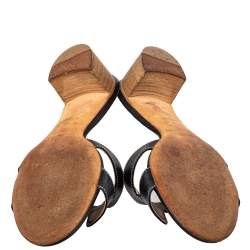 Pre Owned Hermes Black Leather Oasis Slide Sandals Size 38