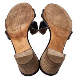 Pre Owned Hermes Black Leather Oasis Sandals Size 35.5