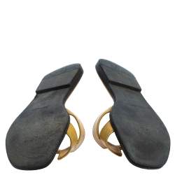 Pre Owned Hermés Yellow Patent Leather Oran Flat Sandals Size 36