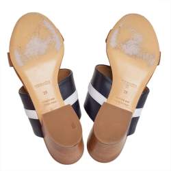 Pre Owned Hermès Tricolor Leather Ovation Slide Sandals Size 39