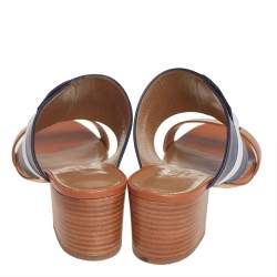 Pre Owned Hermès Tricolor Leather Ovation Slide Sandals Size 39