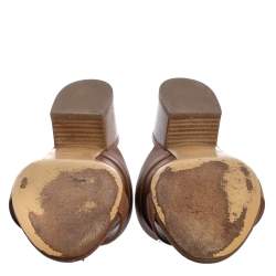 Pre Owned Hermes Brown Leather Avenue Slide Sandals Size 35