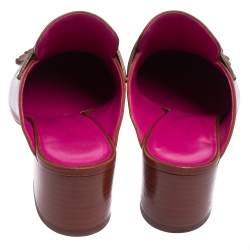 Pre Owned Hermés Brown Leather Tuileries Fringe Mules Size 35