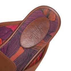 Hermes Brown Leather Palladium Plated Oz Mules  Size 38.5
